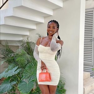 Oh Polly DUKINE Off Shoulder Ruched Bust Mini Dress